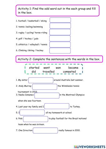 English year 5 unit 6 sport review pg 70