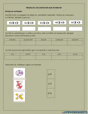 Dictado de cantidades, fracciones