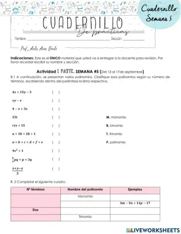 Clasificación de polinomios