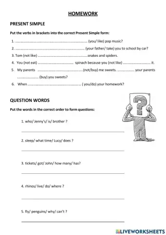 Present Simple and Question words