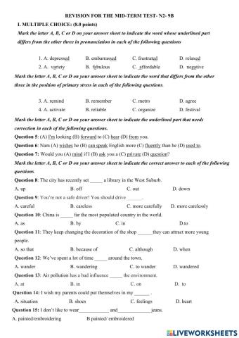 9B- Mid term revision