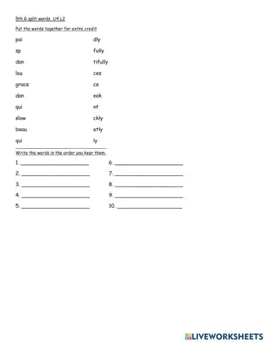 5th Grade U4 L2 quiz spelling