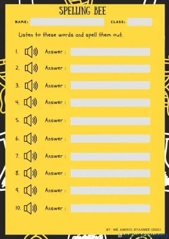 SPELLING BEE (English Form 4 Unit 8)