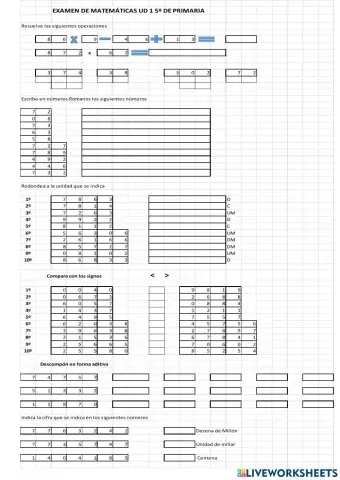 Examen ud 1 Matemáticas 5º