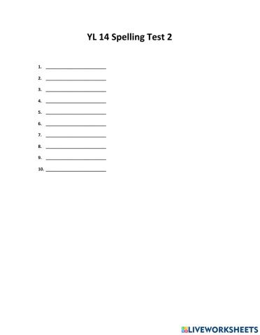 YL 14 Spelling Test 2