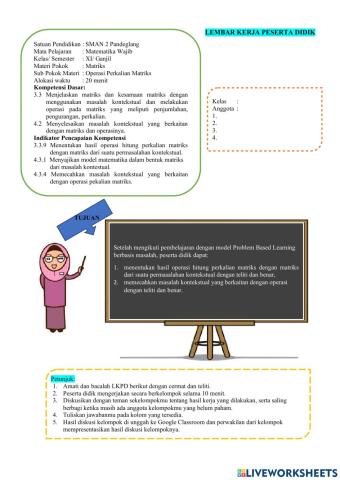 LKPD Operasi Perkalian Matriks edit