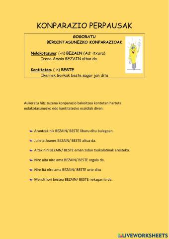 Konparaziozko perpausak