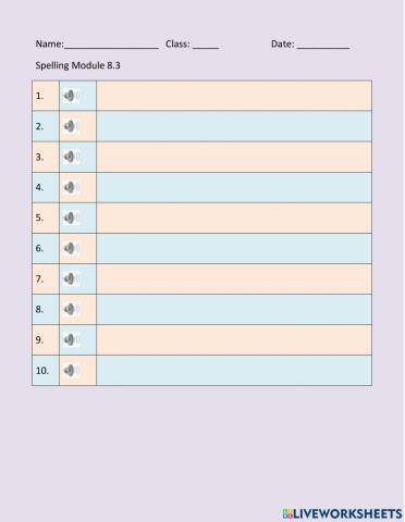 Spelling Module 8.3
