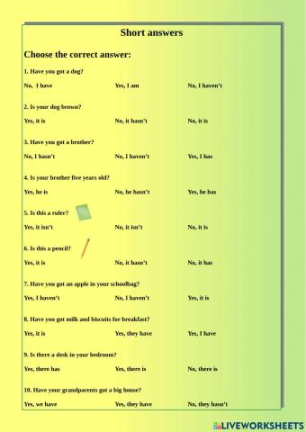 Be and have got short answers