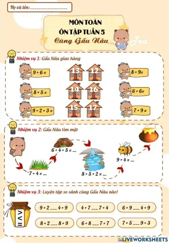 Ôn tập toán 2 - cuối tuần 5