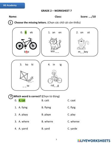 IIG-Grade 2-Worksheet 7