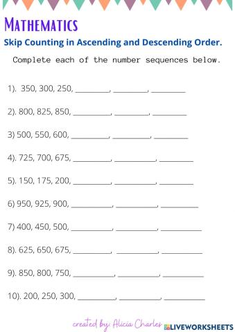 Skip Counting by 25 and 50