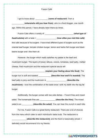 Writing a food review