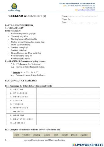 Weekend Worksheet 7