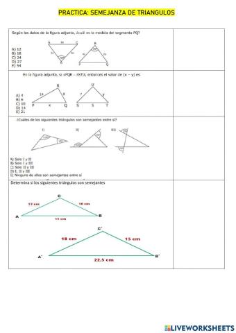Practica semejanza de triangulos