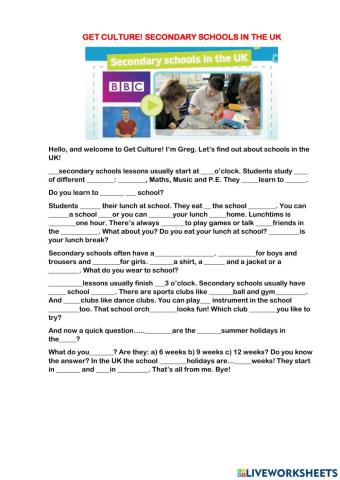 Secondary schools in the UK