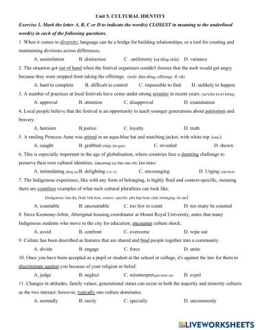 12. unit 5. cultural identity.  part 1