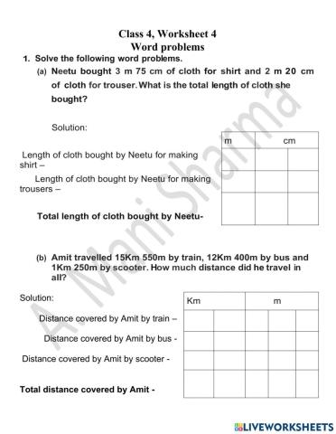 Word problems- Worksheet-4