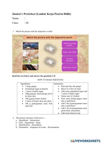 Multiple choice of procedure text