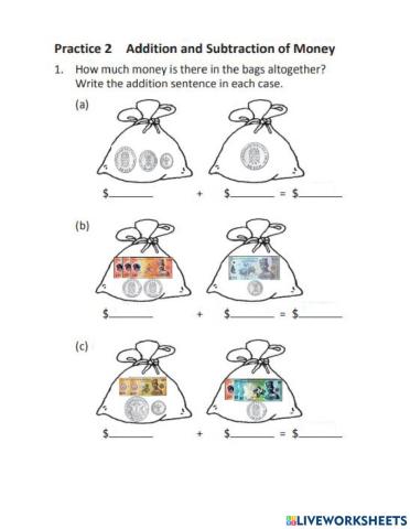 Addition and subtraction of money