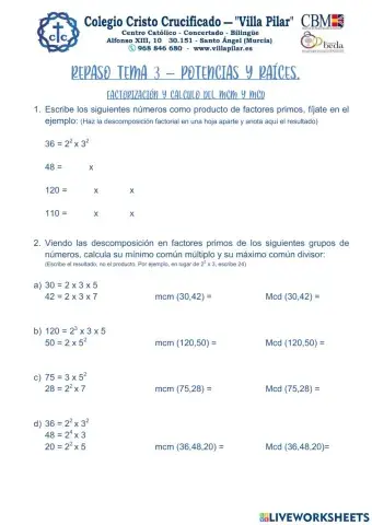 Tema 3. potencias (mcm y mcd)