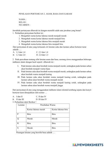 Penilaian pertemuan 2 asam basa dan garam