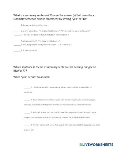 Thesis Statement practice