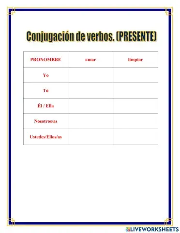 Conjugar el verbo Presente.