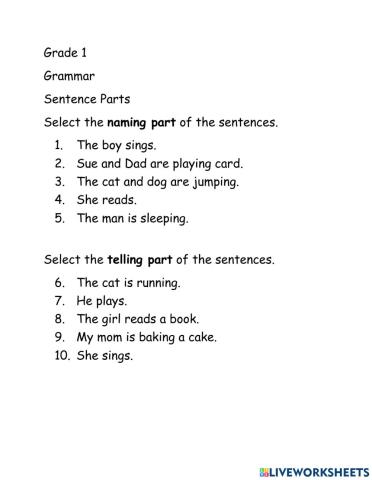 Sentence Parts