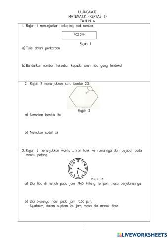 Ulangkaji Matematik Kertas 2