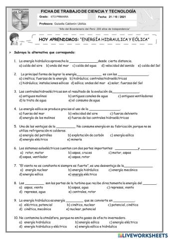 Energía hidraulica y eólica