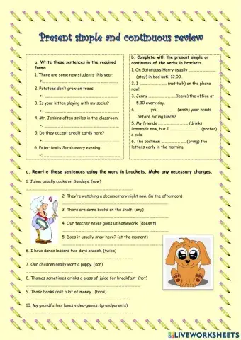 Present simple-continuous review