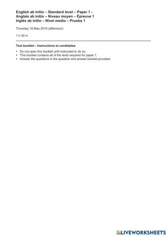 Reading comprehension ab initio past papers