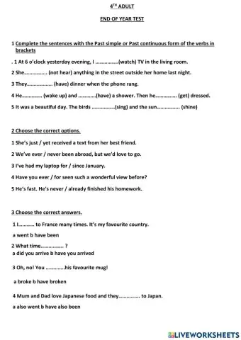 4TH ADULT FINAL EXAM DECEMBER 2021