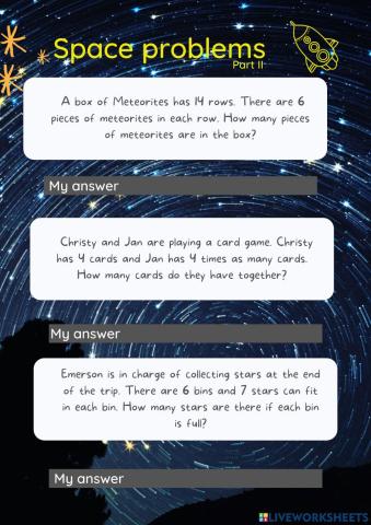 Space word problems II