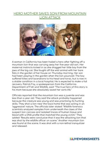 Hero mother saves son from mountain lion attack