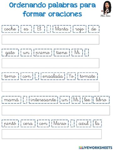 Ordenando palabras para formar oraciones