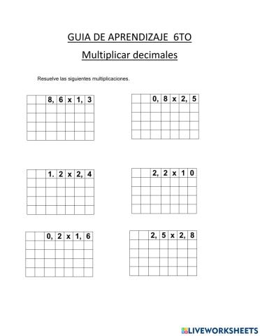 Multiplicar decimales