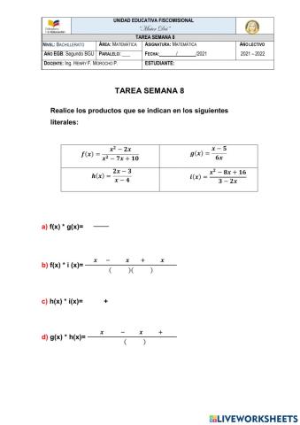 Multiplicación de Funciones