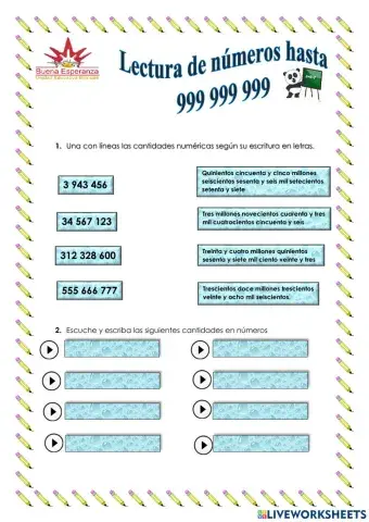 Lectura de números de nueve cifras