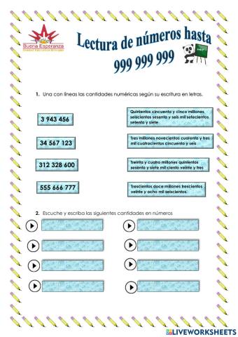 Lectura de números de nueve cifras