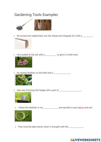 Gardening tools examples