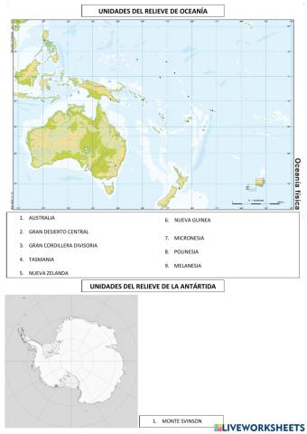 Unidades del relieve de oceania y la antártida
