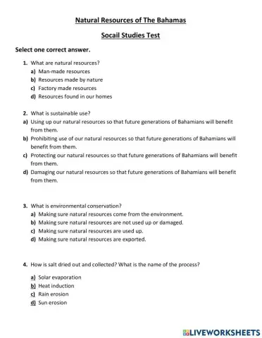 Natural Resources of The Bahamas Social Studies