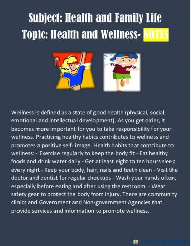 Health and Wellness NOTES