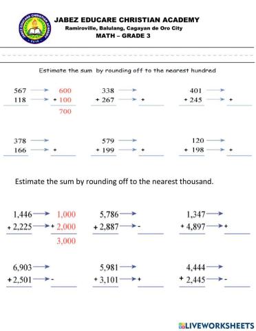 Estimating sum and difference
