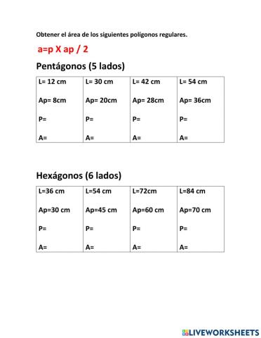Área de polígonos regulares