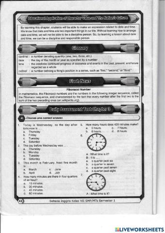 Daily Assessment Test Chapter 3