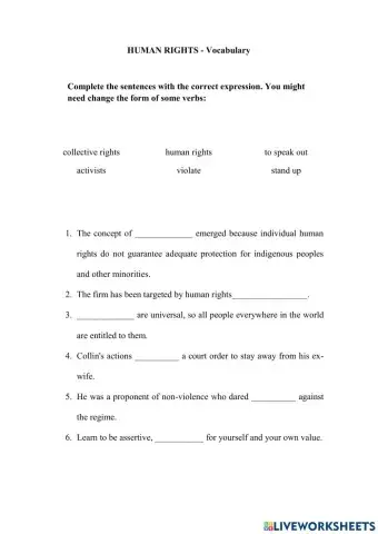 Human Rights - Vocabulary (ESL)