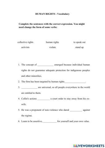 Human Rights - Vocabulary (ESL)
